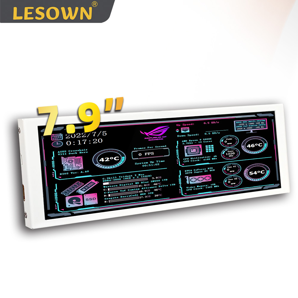 Pi 4 Case - LESOWN Bar Display 7.9 cala Biały