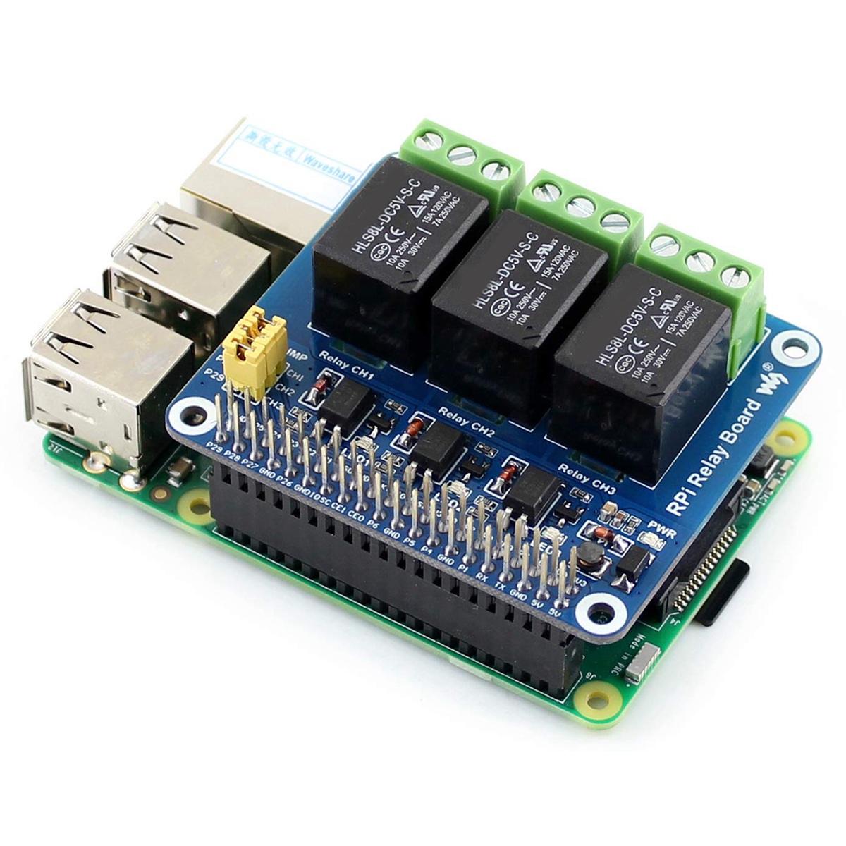 Raspberry Pi Kit - Moduł przekaźnikowy Waveshare 5V 3-kanałowy, płytka